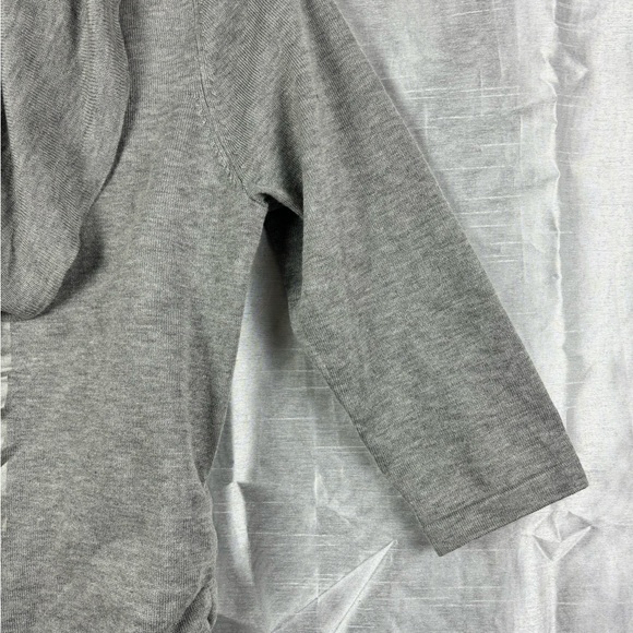 Pink Rose Cowl Neck 3/4 Sleeve Gray/Grey Sweater with Ruched Sides Large - Picture 4 of 9